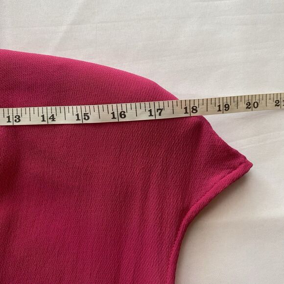 Vintage 80's Giorgio Armani Magenta Silk Semi-Sheer Wrap Front Blouse Size 10 - Picture 14 of 16